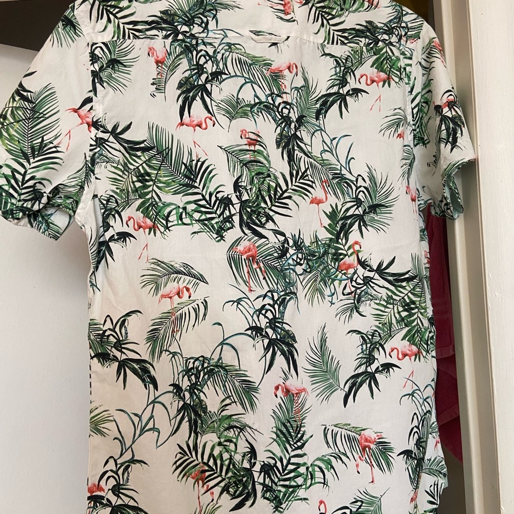 Cactus Green and Pink Flamingo Print Shirt